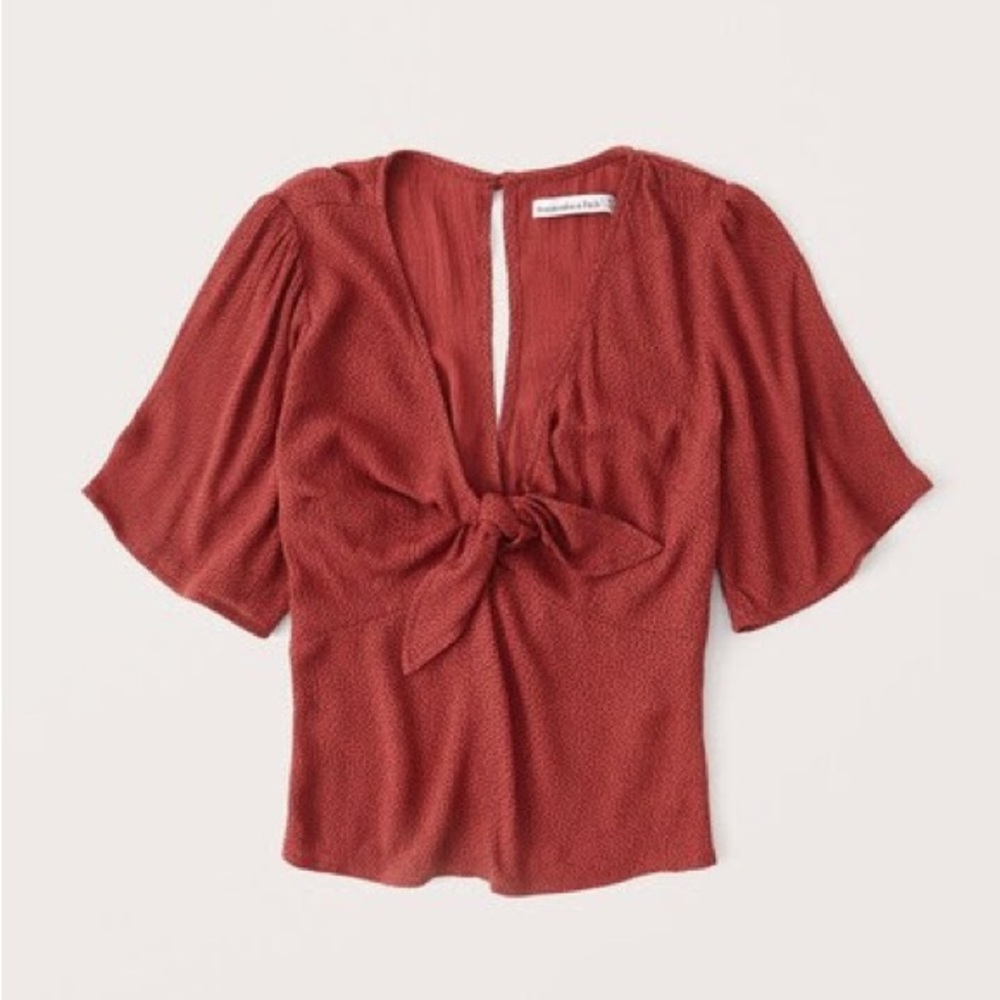 Abercrombie Tie-Front Blouse in Red Dot